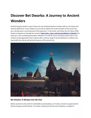 Discover Bet Dwarka