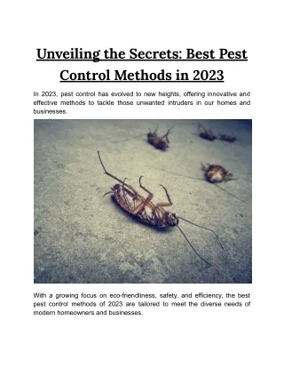 Unveiling the Secrets_ Best Pest Control Methods in 2023
