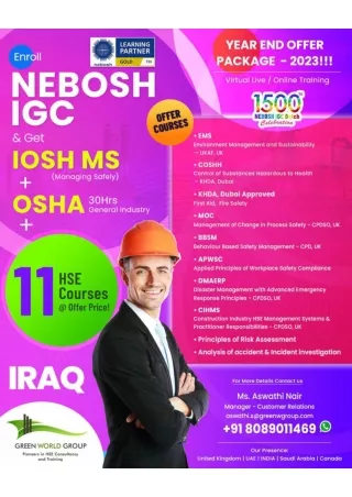 Always Get Ahead in Your Career Nebosh Course in Iraq by Green World Group