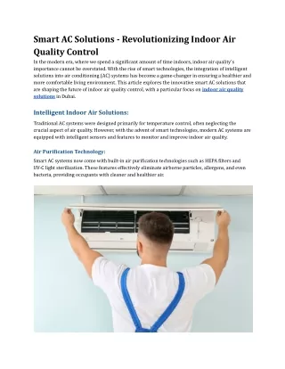 Smart AC Solutions - Revolutionizing Indoor Air Quality Control