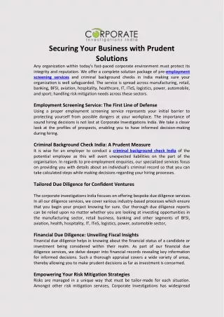 Securing Your Business with Prudent Solutions
