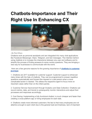 Chatbots-Importance and Their Right Use In Enhancing CX