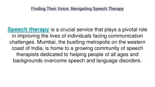 speech therapy