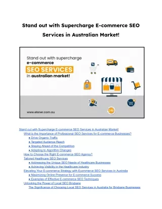 Stand out with Supercharge E-commerce SEO Services in Australian Market!