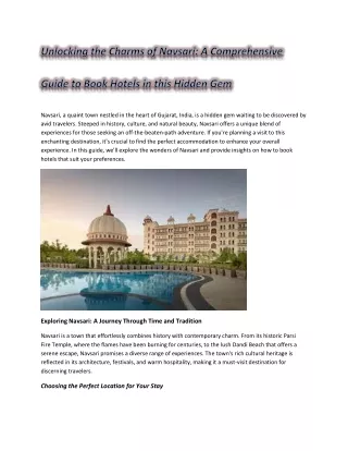Unlocking the Charms of Navsari