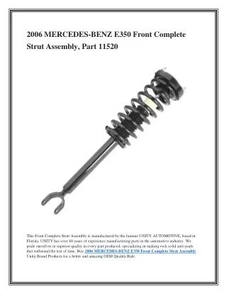 2006 MERCEDES-BENZ E350 Front Complete Strut Assembly, Part 11520