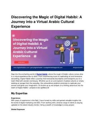 Discovering the Magic of Digital Habibi: A Journey into a Virtual Arabic Cultura