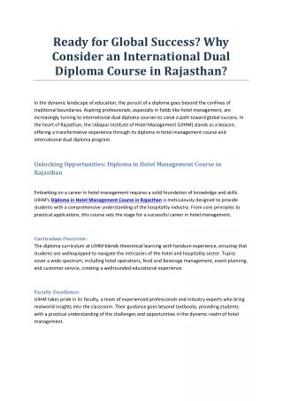 Ready for Global Success? Why Consider an International Dual Diploma Course in R