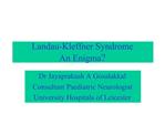 Landau-Kleffner Syndrome An Enigma