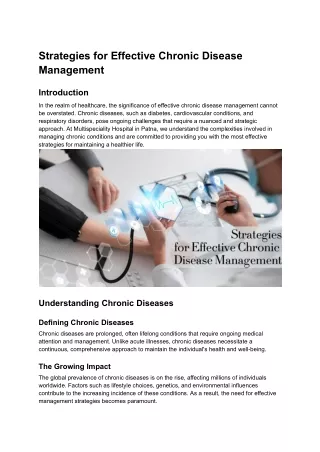 Strategies for Effective Chronic Disease Management