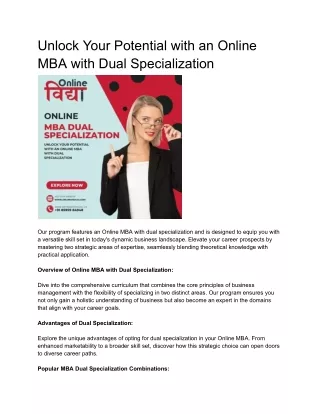 Unlock Your Potential with an Online MBA with Dual Specialization