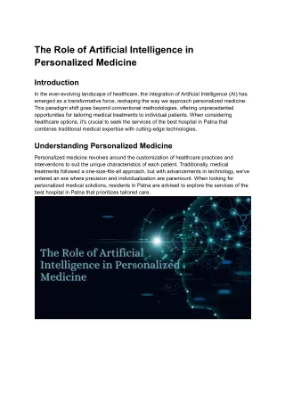 The Role of Artificial Intelligence in Personalized Medicine