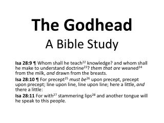 The Godhead A Bible Study