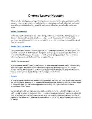 Divorce Lawyer Houston