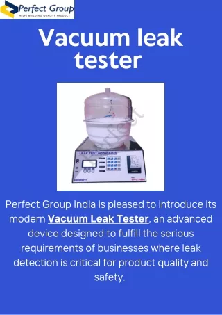 Vacuum leak tester | Perfect Group India