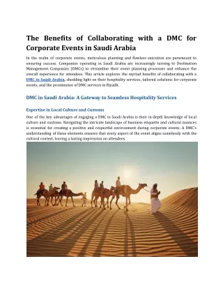 The Benefits of Collaborating with a DMC for Corporate Events in Saudi Arabia