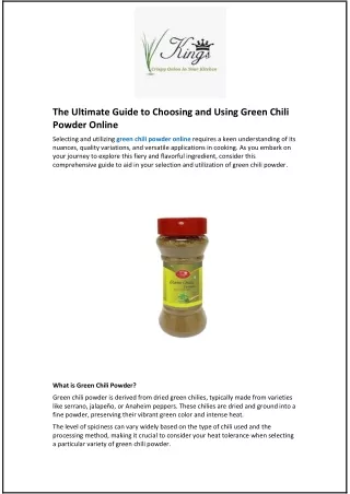 The Ultimate Guide to Choosing and Using Green Chili Powder Online