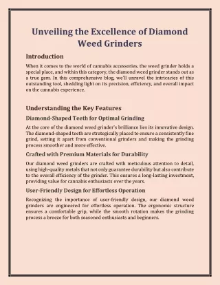 Unveiling the Excellence of Diamond Weed Grinders