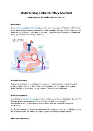 Understanding Gastroenterology Treatment