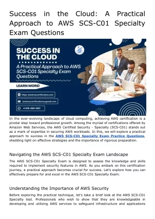 Success in the Cloud_ A Practical Approach to AWS SCS-C01 Specialty Exam Questions