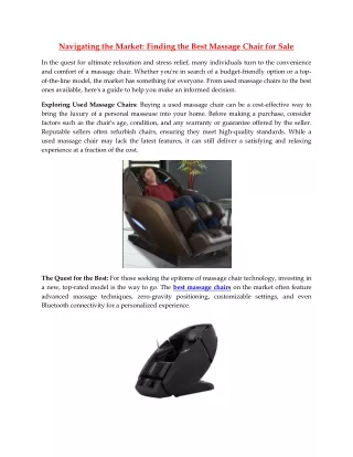 Navigating the Market Finding the Best Massage Chair for Sale