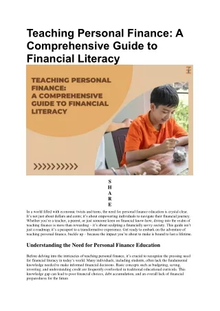 Teaching Personal Finance: 6 Best Strategies | Future Education Magazine