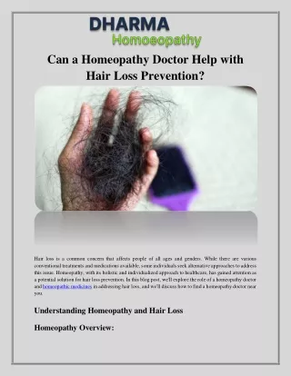 Can a Homeopathy Doctor Help with Hair Loss Prevention