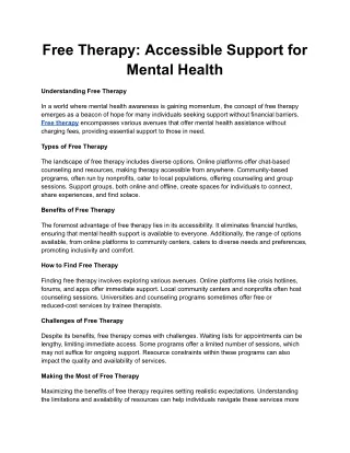 Free Therapy_ Accessible Support for Mental Health