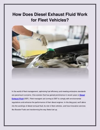 How Does Diesel Exhaust Fluid Work for Fleet Vehicles