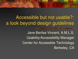 Accessible but not usable?: a look beyond design guidelines