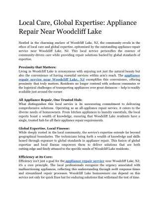 Local Care, Global Expertise: Appliance Repair Near Woodcliff Lake