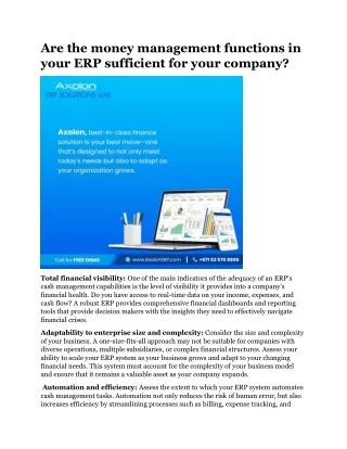 Are the money management functions in your ERP sufficient for your company
