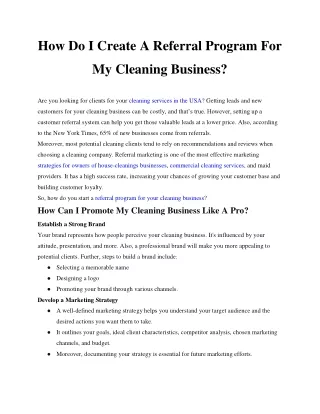 How Do I Create A Referral Program For My Cleaning Business