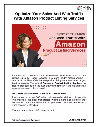 Optimize your Sales and Web Traffic with Amazon Product Listing Services