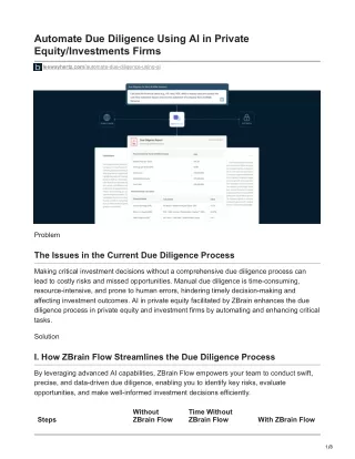 Automate Due Diligence Using AI in Private EquityInvestments Firms