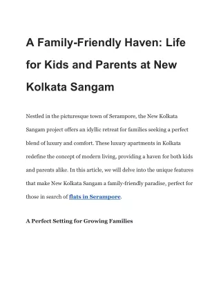 A Family-Friendly Haven_ Life for Kids and Parents at New Kolkata Sangam