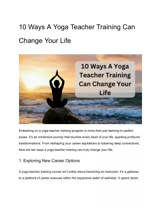 10 Ways A Yoga Teacher Training Can Change Your Life