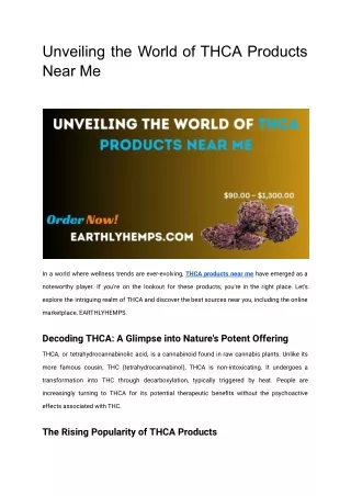 Unveiling the World of THCA Products Near Me