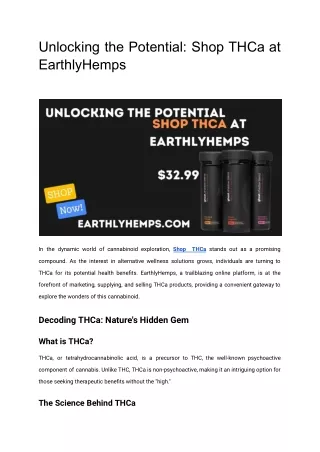 Unlocking the Potential_ Shop THCa at EarthlyHemps