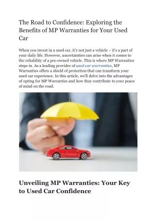 The Road to Confidence_ Exploring the Benefits of MP Warranties for Your Used Car