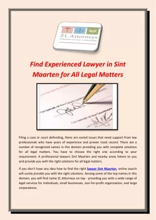 Find Experienced Lawyer in Sint Maarten for All Legal Matters