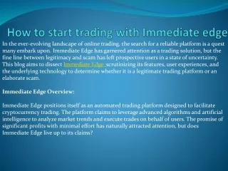 How to start trading with Immediate edge