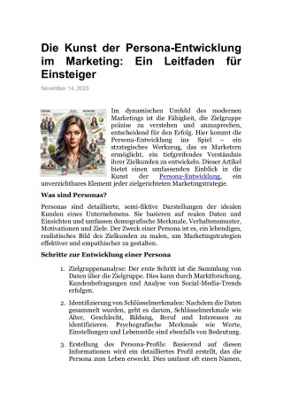 Persona-Entwicklung im Marketing