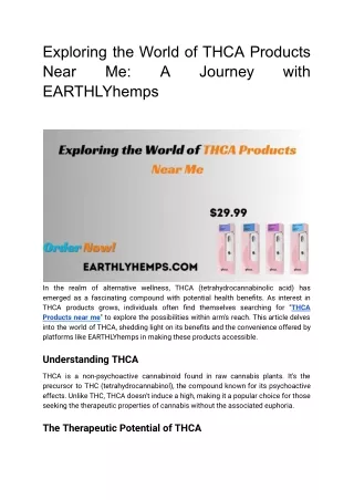Exploring the World of THCA Products Near Me_ A Journey with EARTHLYhemps