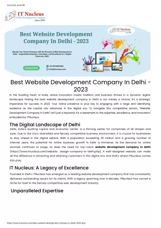 Best Website Development Company in Delhi- 2023