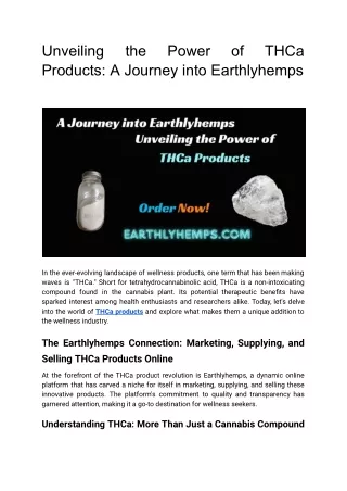 Unveiling the Power of THCa Products_ A Journey into Earthlyhemps