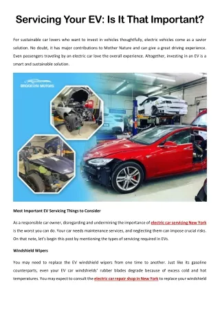 Servicing Your EV- Is It That Important