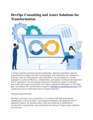 DevOps Consulting and Azure Solutions for Transformation