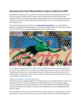 Germany Euro Cup Manuel Neuer hopes to play Euro 2024