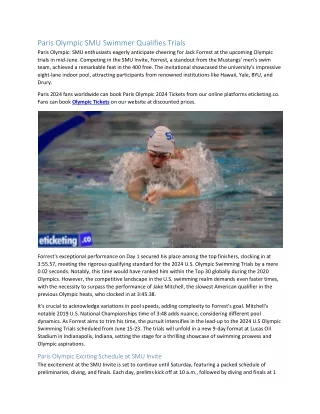 Paris Olympic SMU Swimmer Qualifies Trials